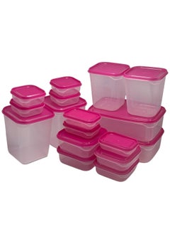 QSHOP ® Food Storage Containers Set, Kitchen Master Square Plastic Storage Containers with Airtight Lid for Food Storage and Meal Prep Reusable Canister Set of 17  - Image 1