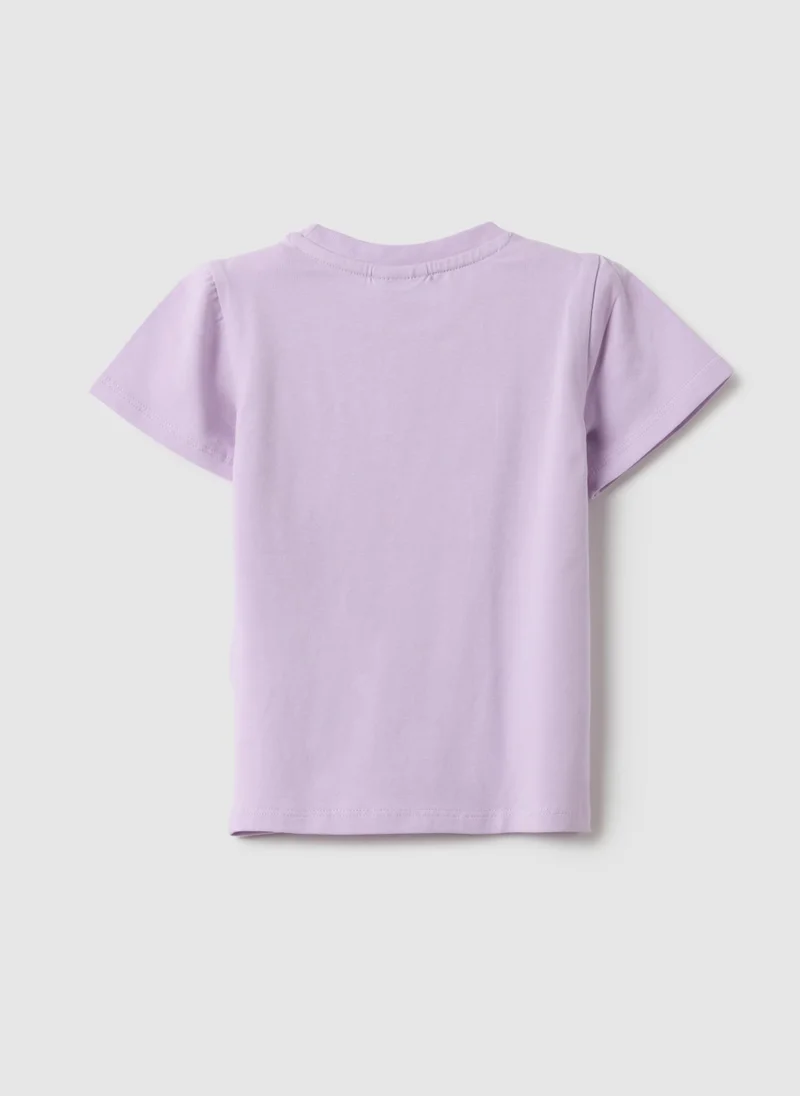 او في اس Ovs Regular Fit Purple Stretch Cotton Girl'S T-Shirt With Heart