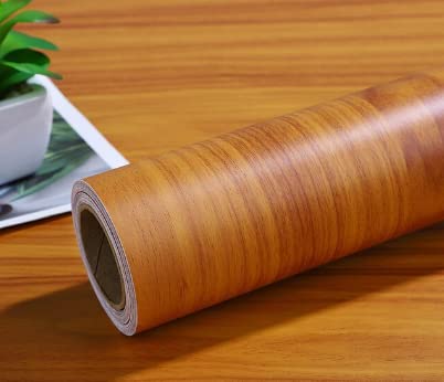 SIA VENDORS Wood Wallpaper Self Adhesive Grain Wallpaper Contact Paper Waterproof Stickers Wallpapers Home Decor Kitchen PVC Wall Stickers Living Room (12 X 48 Inch, Brown Teak Wood) - Image 3