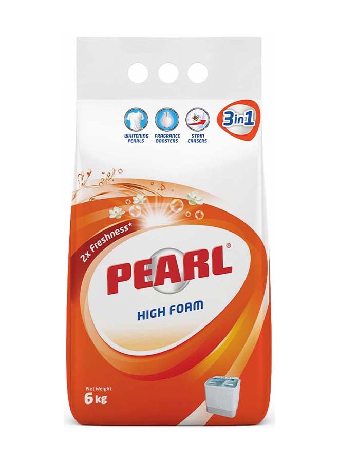 Pearl Laundry Detergent Powder High Foam Original 6kg Promo Pack Bag Whitening Pearls Deep Clean Stain Removal for Semi Automatic Use 6 Kg - Image 1