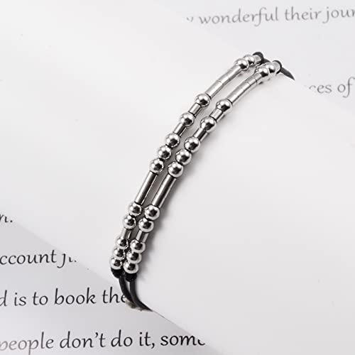 VU100 Distance Attraction Matching Charm Couples Relationship Bracelets, Handcuff Dinosaur Love Lock Morse Code Heart Sun Moon Bracelet For Best Friends Lovers Women Men Girls Boys, 10 ", Bead - Image 2