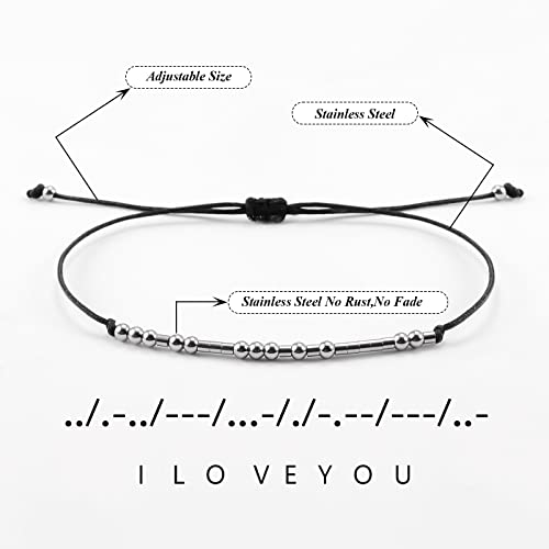 VU100 Distance Attraction Matching Charm Couples Relationship Bracelets, Handcuff Dinosaur Love Lock Morse Code Heart Sun Moon Bracelet For Best Friends Lovers Women Men Girls Boys, 10 ", Bead - Image 4