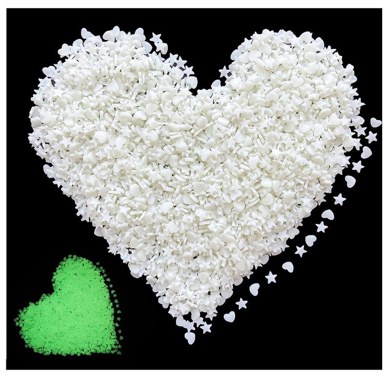 EHOPE Luminous Polymer Slices Clay Slices DIY Nail Art Slices Cake Dessert Toy Phone Case Decoration Arts Crafts HeartPentagram40G