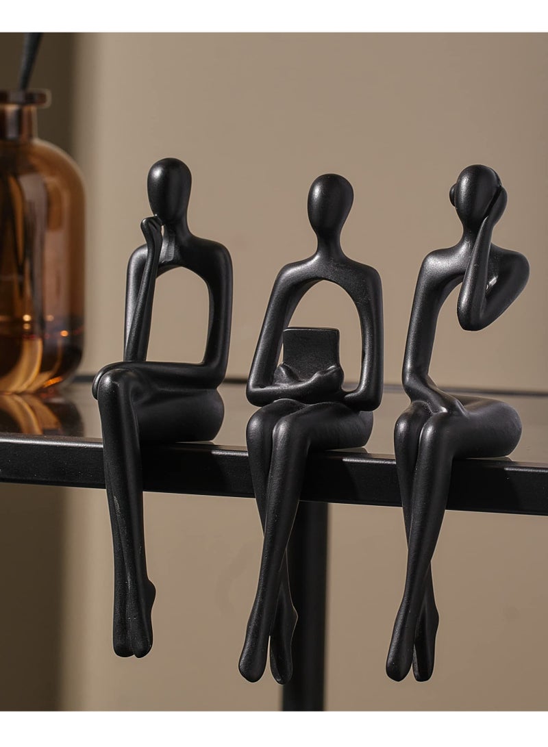 دي آند أل مجموعة من 3 قطعة من الفن التجريدي المفكر النحت التجريدي النحت زخرفة زخرفة الراتنج التماثيل الحديثة مكتب زخرفة رفوف صغيرة ديكور المنزل ديكور غرفة المعيشة التماثيل - Image 1