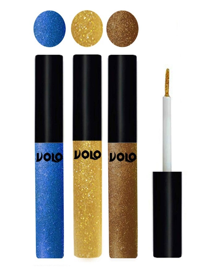 Volo WATERPROOF GLITTER EYE LINER (Sky Blue, Light Golden, Copper) - Image 1