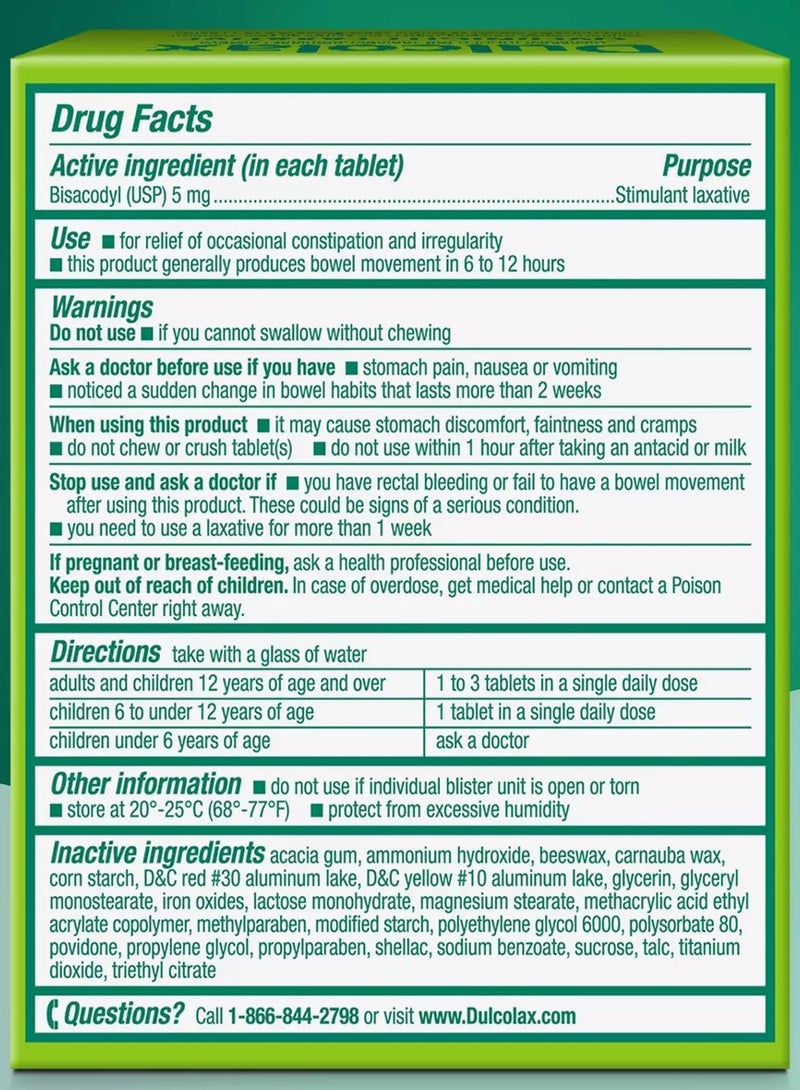 DULCOLAX Stimulant Laxative, Overnight Relief, 100 Comfort Coated Tablets - Image 2