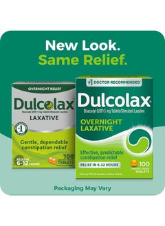 DULCOLAX Stimulant Laxative Tablets Gentle Overnight Constipation Relief, Bisacodyl 5mg - 100 Count  - Image 2