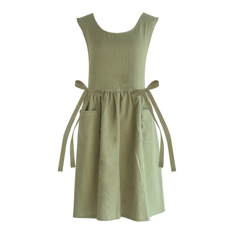KKTOCHVC Premium Plus Size Apron with Pockets Adjustable Waistline Bib Apron,Soft Cotton Blend Apron Pinafore Dress for Baking Cooking Gardening(XL,Green) - Image 1