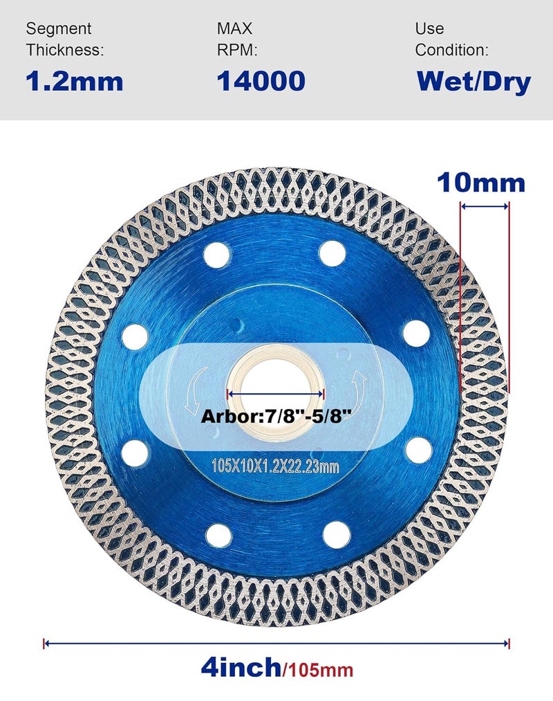 OSTEK 3 PCS 4 inch Super Thin Diamond Cuttiing Tile Blade Porcelain Saw Blade for Cutting Granite Marble Tile Ceramic (4"-3pcs) - Image 2