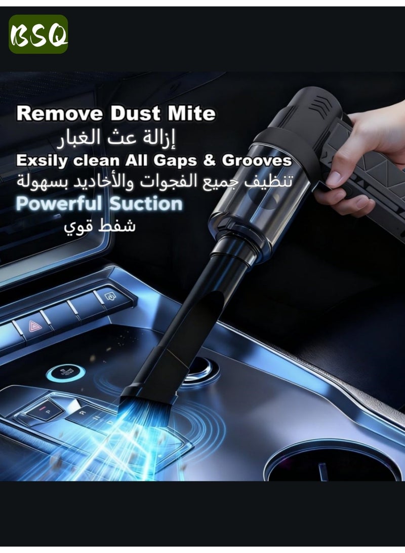 BSQ Cordless Compressed Air Dust Collector | Electric Hair Dryer with LED Light | High Power 130,000 RPM | Wireless Handheld Mini Hair Dryer | Outdoor Portable air blower | 4 Adjustable Speeds | Desert Off-Road Vehicle Dust Collector | Suitable for Computers, Keyboards, Home Use, Outdoor BBQs, and Car Dusting (Black) - Image 2