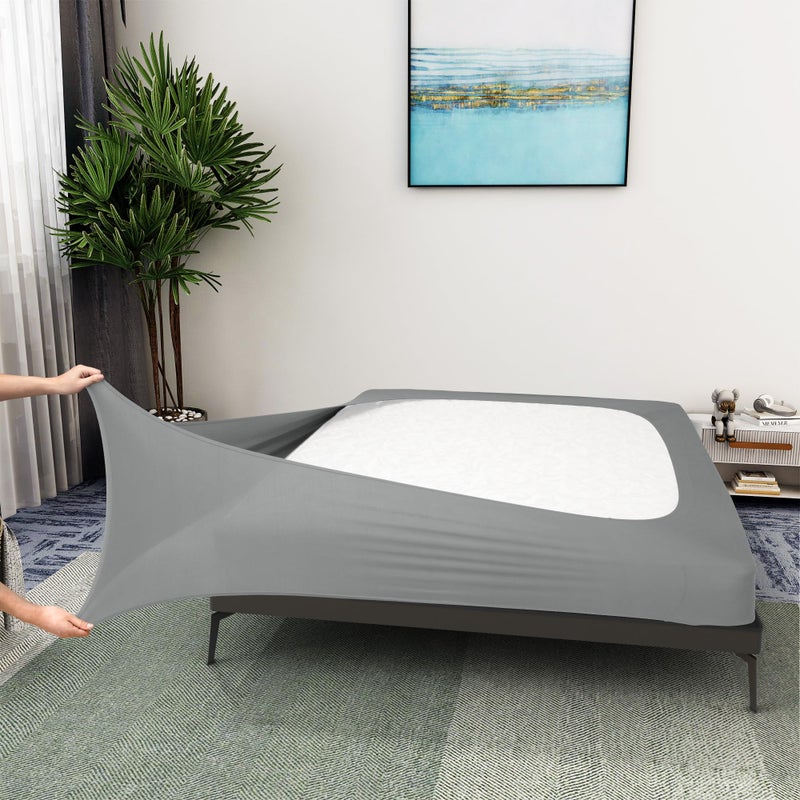 ALYVIA SPRING Box Spring Cover TwinTwin XL Size  Jersey Knit  Stretchy Wrap Around 4 Sides Bed Skirt for Hotel  Home Light Gray 