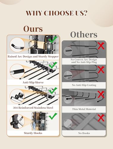 MERDTTES Pants Hangers 2 Pack Space Saving Metal Closet Organizer, Anti-Slip Design, Multi-Layer Space Saving Hangers, Closet Organizers and Storage for Jeans, Trousers, Skirts, Scarves, Slacks, Black - Image 5