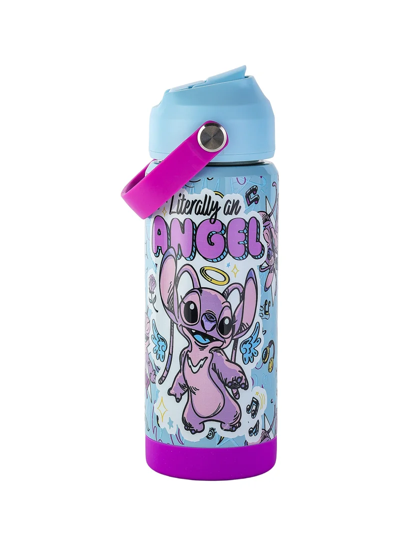ديزني Disney Stitch Stainless Steel Water Bottle 500ml – Official Lilo & Stitch Angel Insulated Water Bottle, Leakproof Reusable Travel Drink Bottle with Carry Handle