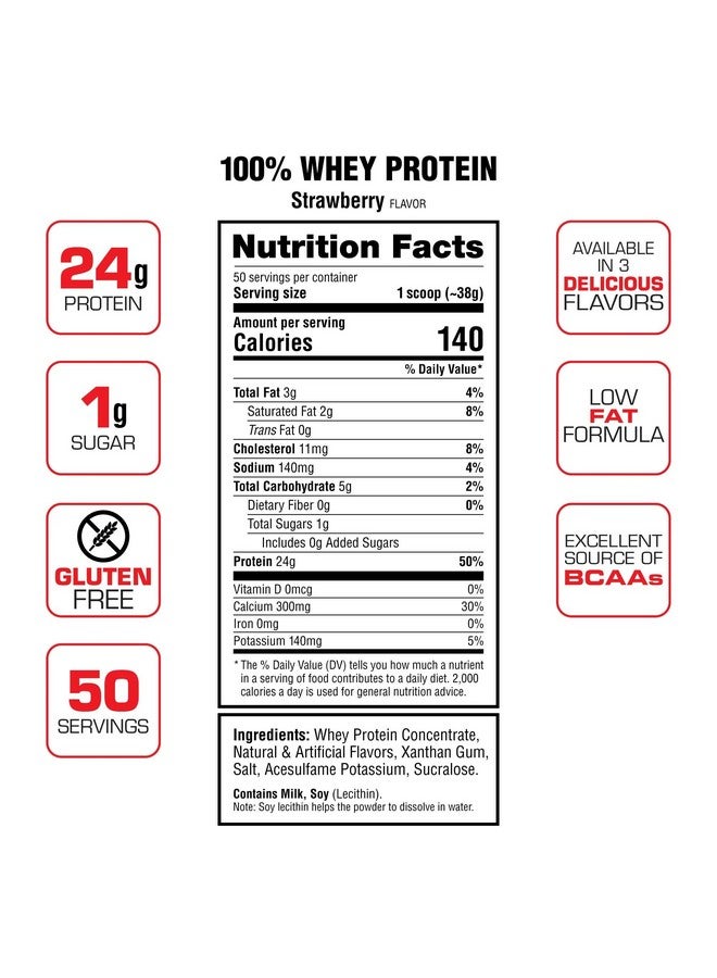 LABRADA Nutrition 100% Whey Protein Powder, Strawberry, 4.13 Lb - Image 2
