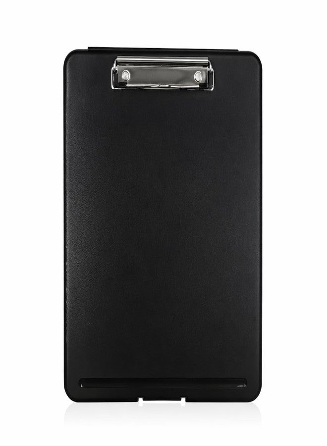 KWIZEAN Black Clipboard with Storage Compartment | Durable Plastic Clipboard Box with Paper Holder, Pen Slot & Secure Clip | Lightweight Writing Pad for Office, School & Field Use - 1Pc - Image 1