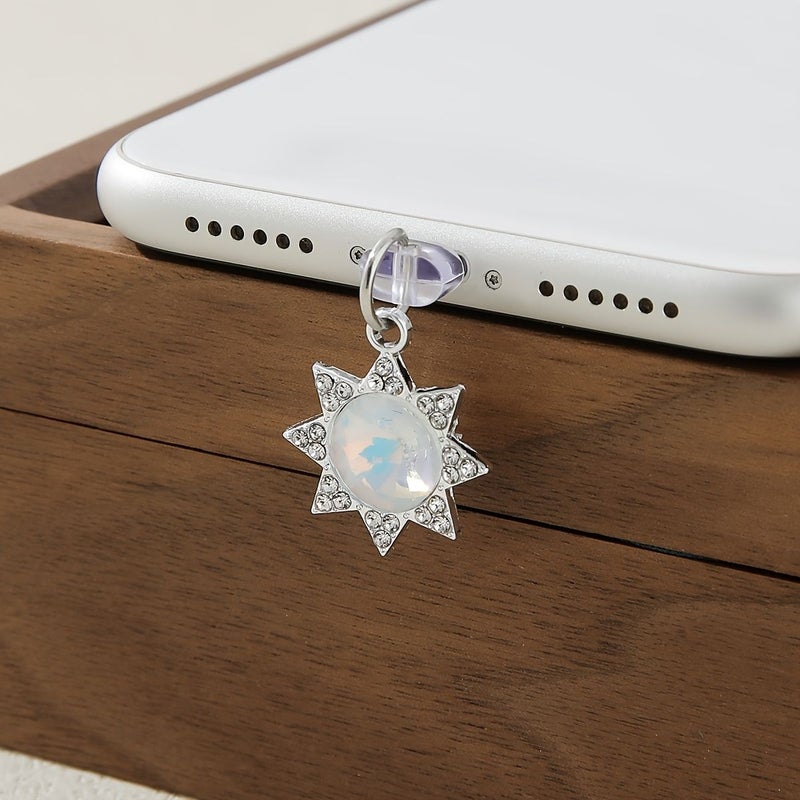 White Protein Sun Pendant For Type-C Android Light Luxury Decorative Charm - Image 3