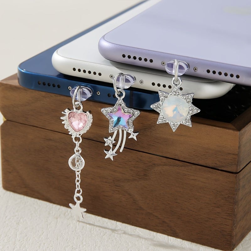 White Protein Sun Pendant For Type-C Android Light Luxury Decorative Charm - Image 1