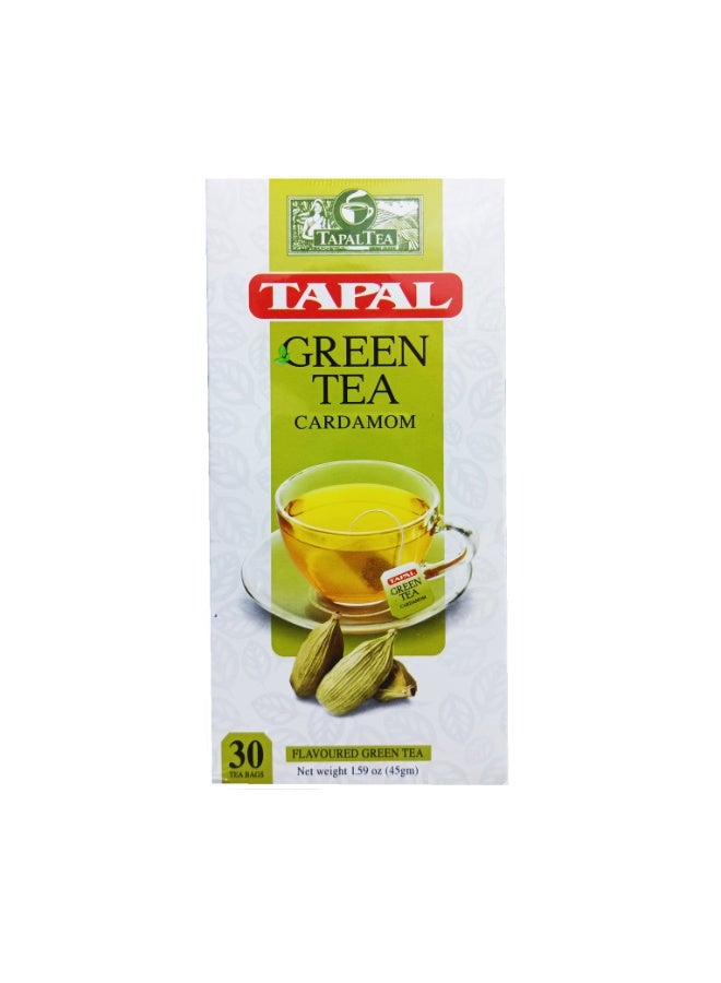 TAPAL Green Tea with Cardamom, 30 Tea Bags - Image 1