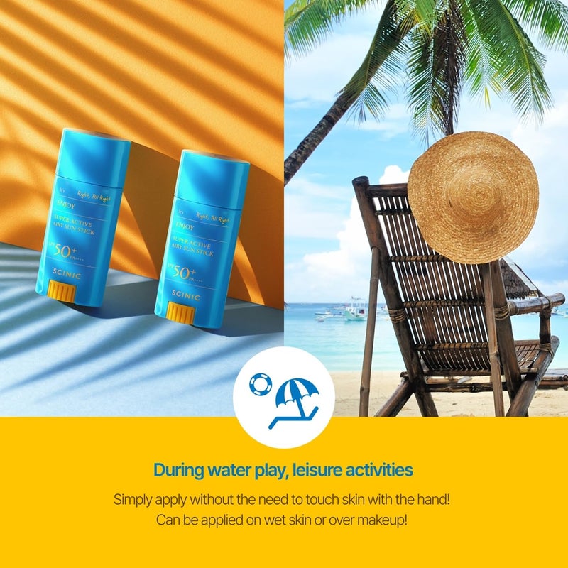SCINIC Enjoy Super Active Airy Sun Stick SPF50+ PA++++ 0.53oz (15g) | Strong UV Protection Anytime, Anywhere Air-light, Clear | Korean Skincare - Image 5