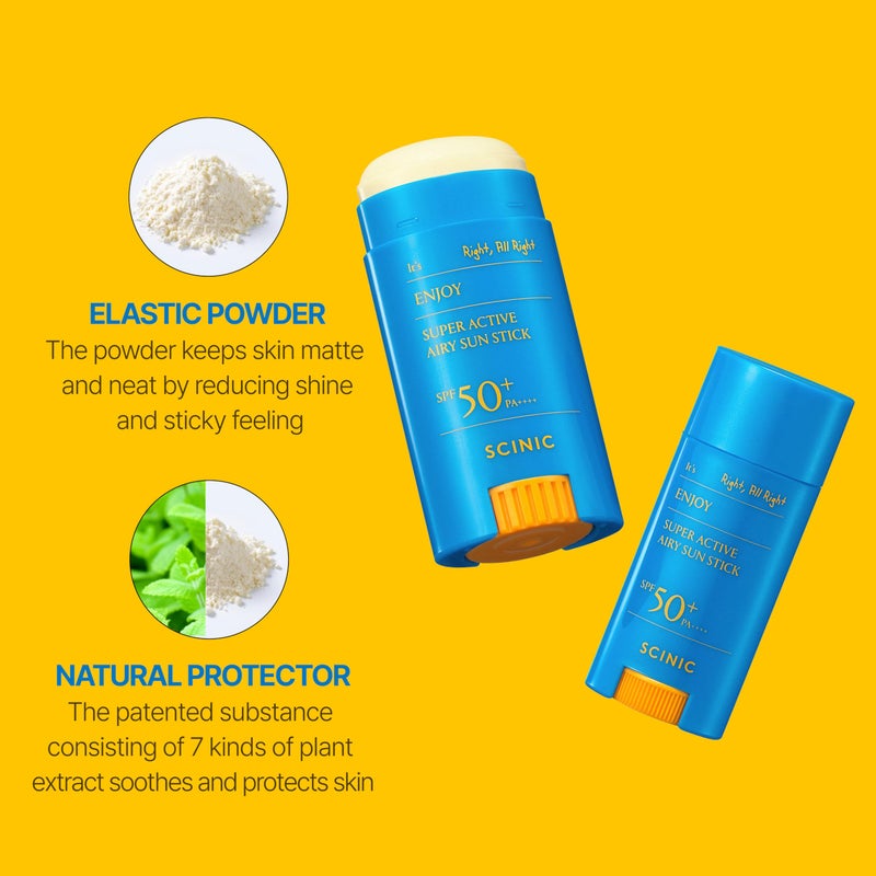 SCINIC Enjoy Super Active Airy Sun Stick SPF50+ PA++++ 0.53oz (15g) | Strong UV Protection Anytime, Anywhere Air-light, Clear | Korean Skincare - Image 4