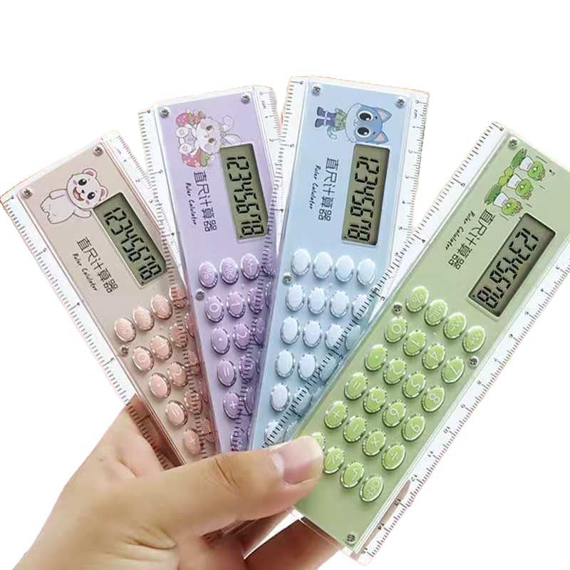 Creative Ruler Calculator, 15cm Cartoon Student Learning Tool, Mini Electronic Gift - Image 1