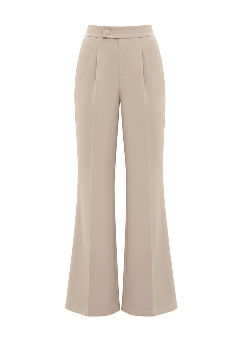 KIRUNDO Womens Dress Pants High Waisted Wide Leg Pleated Trousers Flare Palazzo Slacks Pockets Business Casual Outfits(Beige, Small) - Image 1