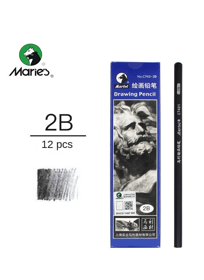 Maries - 12-Piece 2B 4B 6B Sketch Pencil Set - Image 1