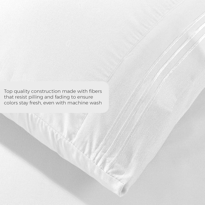 Pure Bedding Bed Sheets - Queen Sheet Set [4-Piece, White] - Hotel Luxury 1800 Brushed Microfiber - Soft and Breathable - Deep Pocket Fitted Sheet, Flat Sheet, Pillow Cases - Image 3