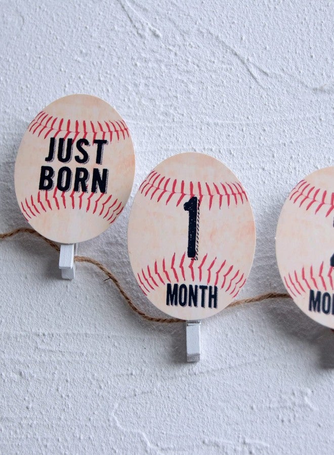 ZTZTST Baseball Birthday Decorations,Baseball Monthly Photo Banner,Baseball First Birthday,Baby Shower Picture Banner - Image 2