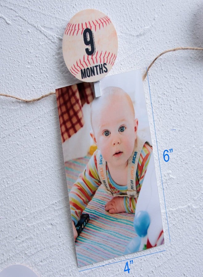 ZTZTST Baseball Birthday Decorations,Baseball Monthly Photo Banner,Baseball First Birthday,Baby Shower Picture Banner - Image 5