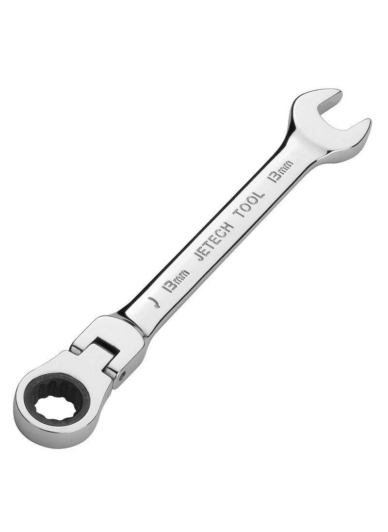 Jetech - Jetech 13mm Flexible Head Ratchet Combination Wrench, Industrial Grade Flex Ratcheting Spanner, Heat-Treated Cr-V Alloy Steel, 12 Point Ratchet Box Ended and Open End Spanner, Flex-Head Gear Wrench - Image 1