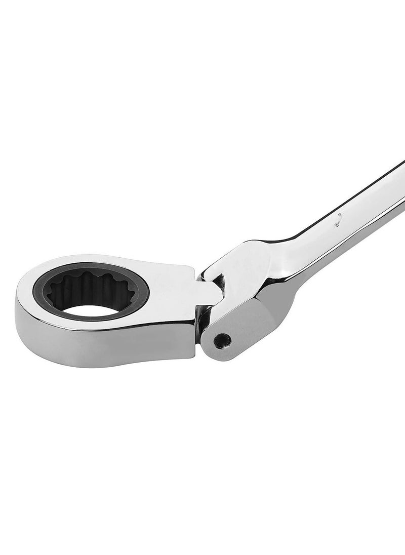 Jetech - Jetech 13mm Flexible Head Ratchet Combination Wrench, Industrial Grade Flex Ratcheting Spanner, Heat-Treated Cr-V Alloy Steel, 12 Point Ratchet Box Ended and Open End Spanner, Flex-Head Gear Wrench - Image 1