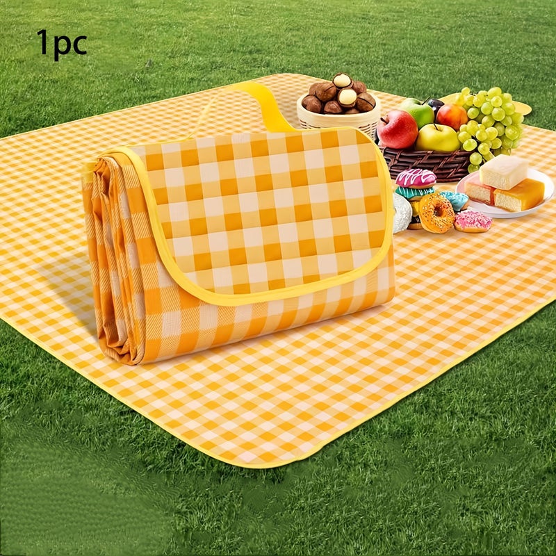 Extra Large Yellow Outdoor Camping Blanket 70x70 Inch Portable Picnic Beach Mat - Image 1