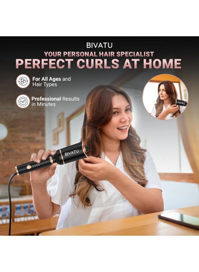 BIVATU Automatic Curling Iron for Long Hair – 4 Temperature Settings, Anti-Scalding Ceramic Coating, 360° Rotating Cord – Professional Hair Curler for Large, Bouncy Curls - Image 2