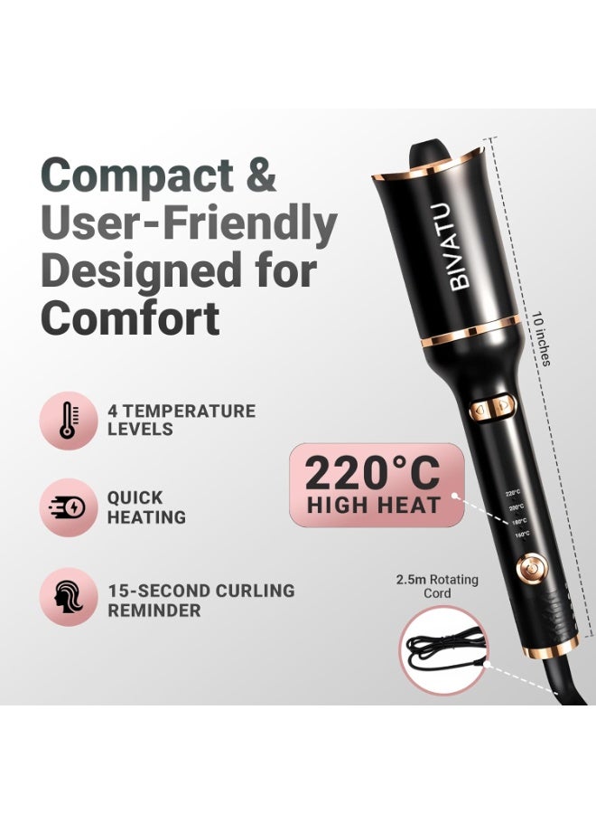 BIVATU Automatic Curling Iron for Long Hair – 4 Temperature Settings, Anti-Scalding Ceramic Coating, 360° Rotating Cord – Professional Hair Curler for Large, Bouncy Curls - Image 4