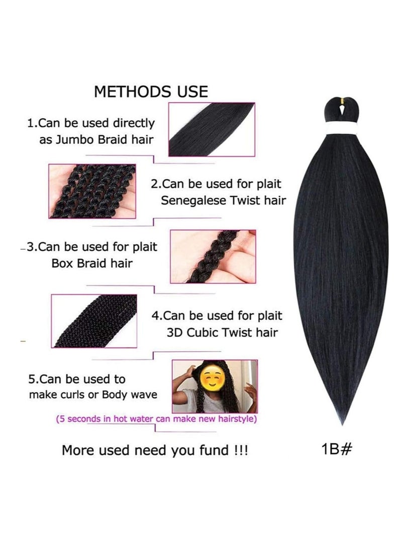 إستيل وصلات شعر صناعية ممددة مسبقًا بطول 66.36 سم، ضفائر شعر احترافية من ياكي، أنماط كروشيه، ألياف كانيكالون 100%، مقاومة للعرق، متينة وسهلة التضفير، أسود 4 قطع - Image 3