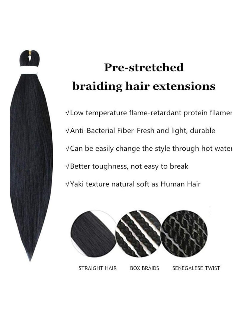 إستيل وصلات شعر صناعية ممددة مسبقًا بطول 66.36 سم، ضفائر شعر احترافية من ياكي، أنماط كروشيه، ألياف كانيكالون 100%، مقاومة للعرق، متينة وسهلة التضفير، أسود 4 قطع - Image 4