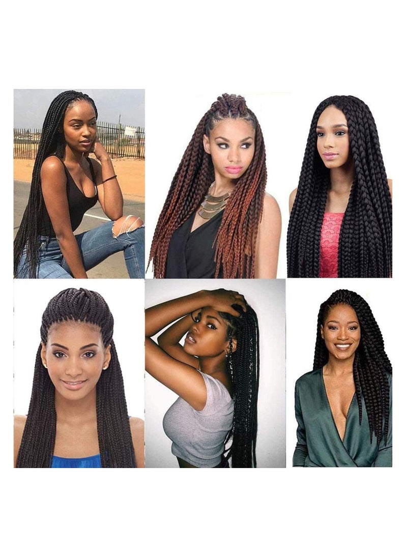 إستيل وصلات شعر صناعية ممددة مسبقًا بطول 66.36 سم، ضفائر شعر احترافية من ياكي، أنماط كروشيه، ألياف كانيكالون 100%، مقاومة للعرق، متينة وسهلة التضفير، أسود 4 قطع - Image 5