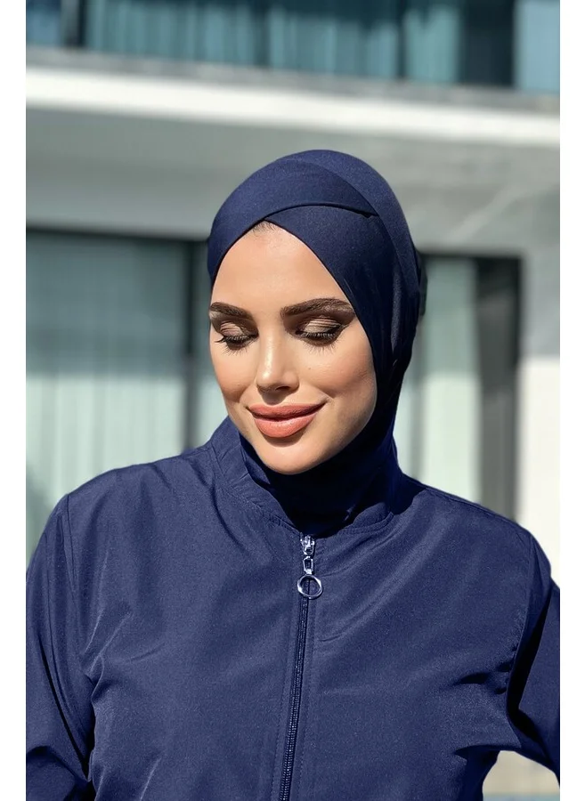 Remsa Mayo Remsa Swimsuit Cross Scarf Swim Bonnet R026 Dark Navy Blue