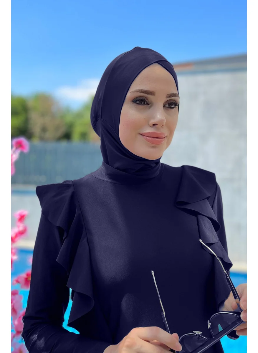 Remsa Mayo Remsa Swimsuit Cross Scarf Swim Bonnet R026 Dark Navy Blue