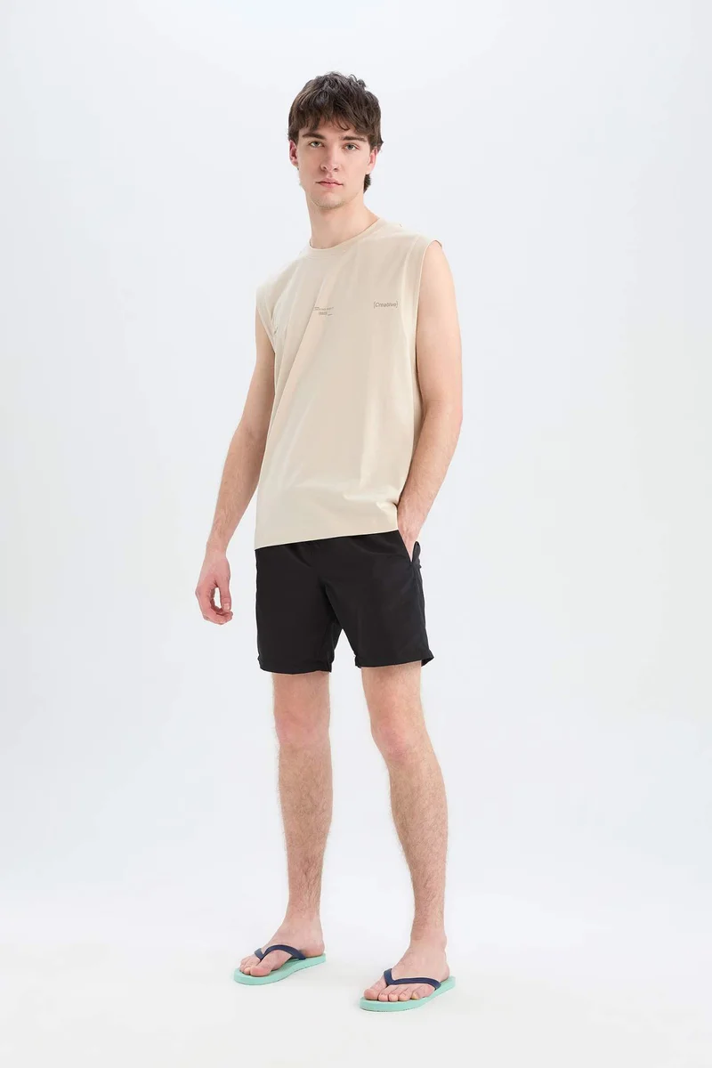 Regular Fit Mesh Lined Lightweight Fabric Swim Shorts