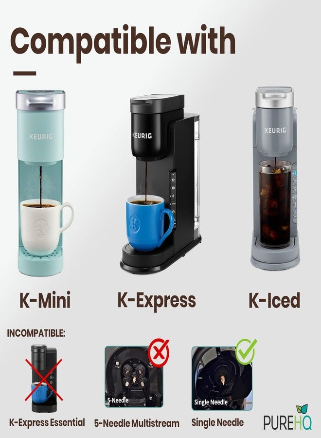 PUREHQ Reusable K Cups for Keurig K-Mini, K Mini Plus, K-Express and K Iced with Adapter by PureHQ - Keurig Mini Plus Refillable Kcups for Mini Keurig (3 Refillable Coffee Pods + Adapter) - Image 2