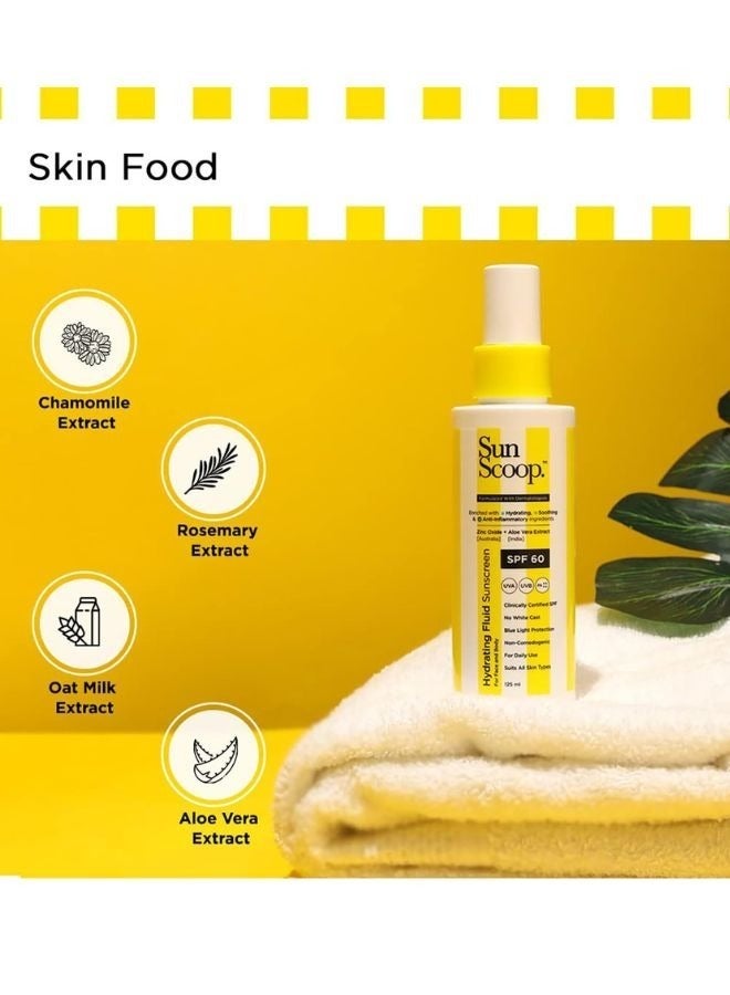 Sun Scoop Hydrating Face & Body Fluid Sunscreen Spray- 125ml | SPF 60 PA++++ | Water Resistant With Zinc Oxide | Broad Spectrum, No White Cast, Non-Comedogenic Quick Absorbing - Image 4