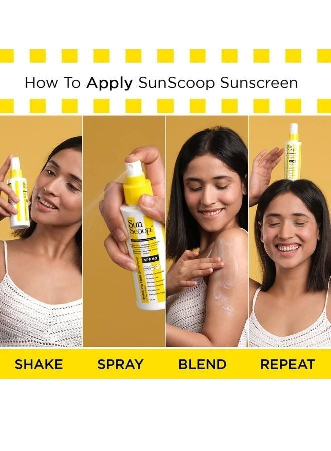 Sun Scoop Hydrating Face & Body Fluid Sunscreen Spray- 125ml | SPF 60 PA++++ | Water Resistant With Zinc Oxide | Broad Spectrum, No White Cast, Non-Comedogenic Quick Absorbing - Image 5