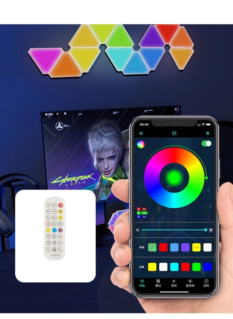 Furtey - Light Panels, Smart Triangle RGB LED Wall Light Panels Panels, Bluetooth Smart Home Decor Creative Lights with Music Sync,  Remote Control , for Gaming Rooms, Party Decor(6 Pack) - Image 1