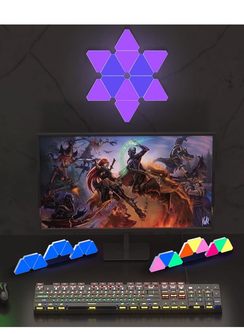 Furtey - Light Panels, Smart Triangle RGB LED Wall Light Panels Panels, Bluetooth Smart Home Decor Creative Lights with Music Sync,  Remote Control , for Gaming Rooms, Party Decor(6 Pack) - Image 1
