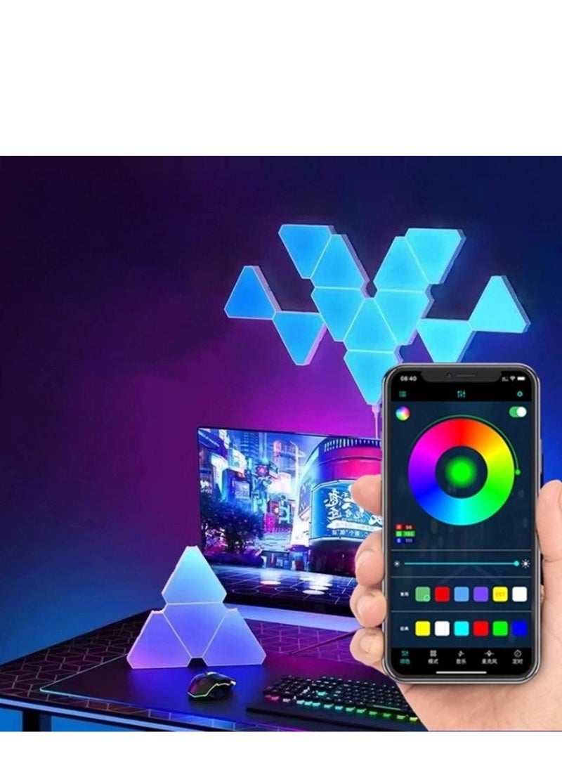 Furtey - Light Panels, Smart Triangle RGB LED Wall Light Panels Panels, Bluetooth Smart Home Decor Creative Lights with Music Sync,  Remote Control , for Gaming Rooms, Party Decor(6 Pack) - Image 1