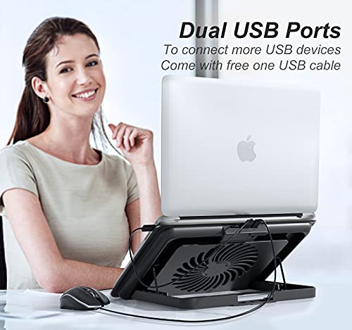 ICE COOREL Aluminum Laptop Cooling Pad, Laptop Cooler Stand with 7 Height Adjustable, Laptop Fan Cooling Pad for Laptop 12-15.6 Inch, Notebook Cooler Pad with Two USB Port (Silver) - Image 4