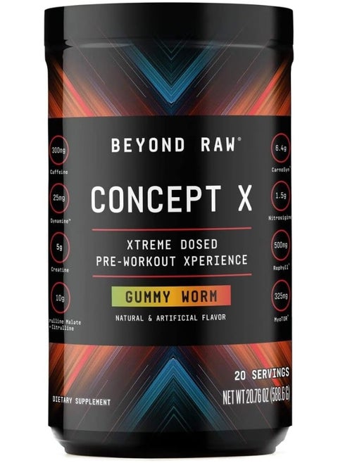 Raw Concept X Clinically Dosed Pre-Workout Powder Contains Caffeine 20 Servings