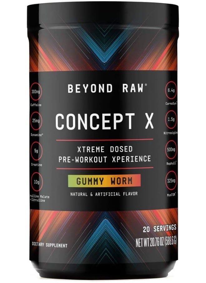 Raw Concept X Clinically Dosed Pre-Workout Powder Contains Caffeine 20 Servings